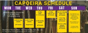 ABADA Capoeira Bronx Schedule of Classes 5959 Broadway Bronx NY 10463